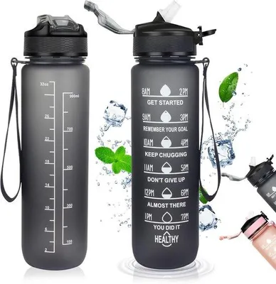 Obrázek produktu pro Sportovní láhev – 1 litr – černá – bez BPA – z materiálu Tritan
