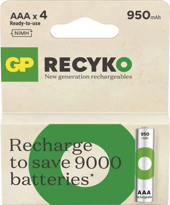 Obrázok produktu pre GP Batteries 201242, Nabíjateľná batéria, AAA, Nikel-Metal Hydrid (nimh), 1,2 V, 4 kusov, 950 mAh