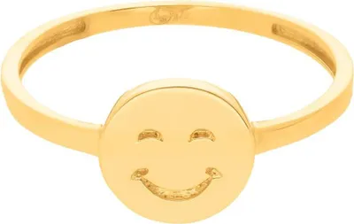 Produktbild von SuzanGold Goldring Damen Echtgold Smiley Ring 375 Gelbgold mit Smiley-Motiv