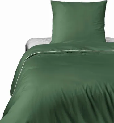 Immagine prodotto di Detexpol Lenzuola in raso 140x200 verde con bordino con una federa 70x80 Mako Satin 62