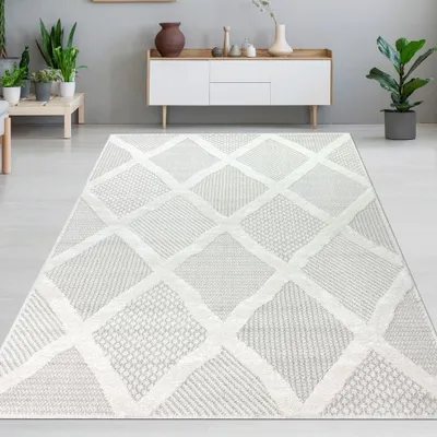 Obrázek produktu pro Koberec do obývacího pokoje s různými vzory v krémově šedé barvě Velikost - 120 x 170 cm
