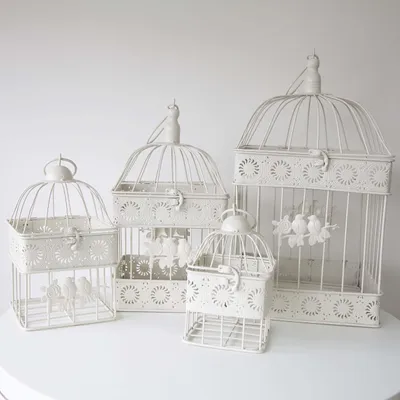 Image de Jeu de 4 cages à oiseaux décoratives pour la décoration de table
