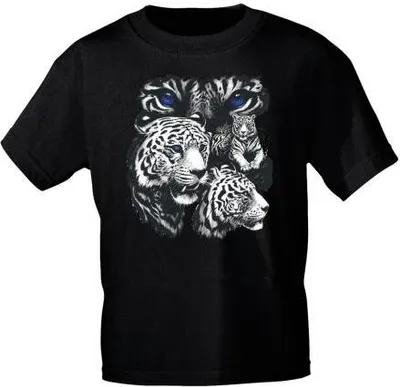 Produktbild von T-Shirt mit Print weisse Tiger - 10203 Gr. S-3XL Color - schwarz Größe - XXL