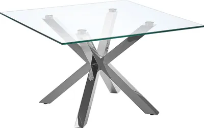 Produktbild von BELIANI Beistelltisch Silber Transparent 70 x 70 cm Glasplatte Edelstahl Poliert Metallbeinen Quadratisch Wohnzimmer/Salon Langlebig Modernes Design