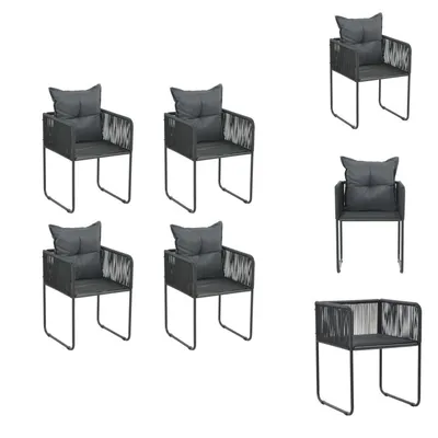 Produktbild von vidaXL Gartenstühle 4 Stk. mit Kissen Poly Rattan Schwarz -  Gartenstühle
