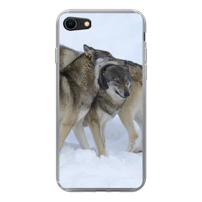 Produktbild von MuchoWow® Handyhülle Schutzhülle Hülle für iPhone SE 2022 Wolf - Europa - Schnee Silikon Softcase Handy Hülle - Schutzhülle