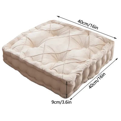 Image de Topchances Coussin d'assise Coussin de chaise 40x40x9cm pour l'intérieur et l'extérieur en 100% coton rembourrage épais Coussin piqué/de sol,Beige