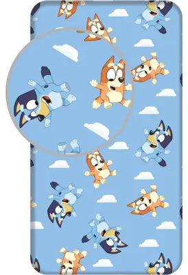 Productafbeelding van Bluey & Bingo spreihoes voor een bed met spiraalbodem, 90 x 200 + 25 cm, 100% katoen