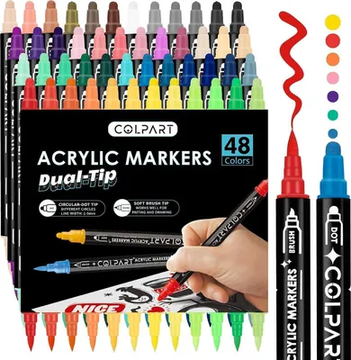 Produktbild von Acrylstifte 48 Farben wasserfest Acrylfarben Marker für Steine Bemalen