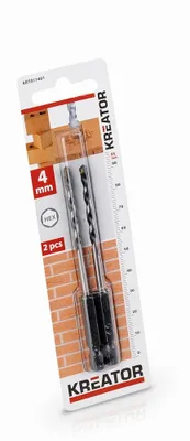 Obrázok produktu pre KREATOR KRT011401 - 2 ks HEX Vrták do kameňa a muriva 4.0 x 95 mm