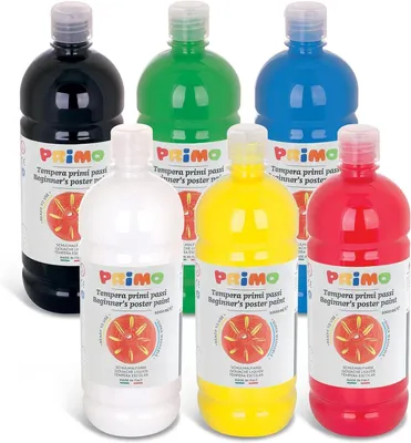 Productafbeelding van Afwasbare kleuren voor kinderen, 6 kleuren voor kinderen + 3 jaar vanaf 1 l, met doseerder, tempera-kleuren voor het schilderen van papier, stof