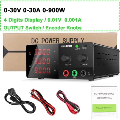 Zdjęcie produktu dla Zasilacz laboratoryjny – zasilacz DC – 30V 30A – Regulowana napięcie i prąd – Wyświetlacz cyfrowy – Pojedyncze wyjście