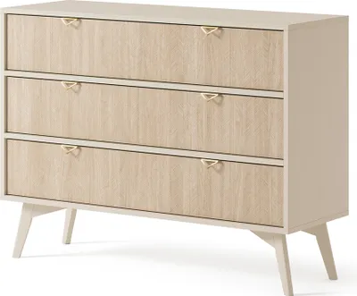 Produktbild von Schubkastenkommode in beige, Front mit Fischgrätenmuster, FAREHAM-160