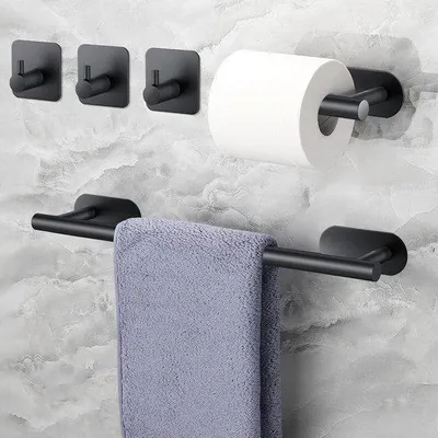 Obrázok produktu pre Sada držiakov na uteráky Famanu 5 v 1 - 40 cm, čierna farba