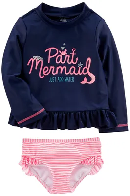 Produktbild von Simple Joys by Carter's Baby-Mädchen 2-Piece Assorted Rashguard Rash-Guard-Set,