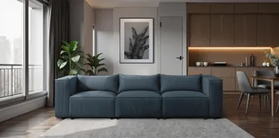 Produktbild von Sofa Designersofa NEVIO 3-Sitzer in Stoff Lincoln Blau