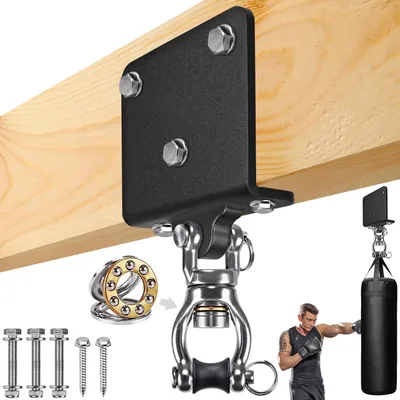 Image de TRANKIELO® - Support mural en bois pour sac de frappe, avec rotation à 360° – Structure en acier robuste – Idéal pour l'entraînement de boxe et de Muay Thai