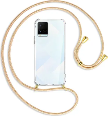 Produktbild von Handykette Backcover-Schutzhülle mit Band (Metall goldfarben) für vivo Y21s (6.51''), Y33s - Goldkordel