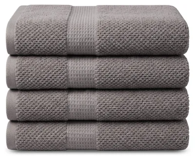 Produktbild von DoubleDry Handtücher Set - Popcorn Weave Kollektion - 50x90 cm - 4 Teilig - 100% Baumwolle - 450 g/m² - Weich - Saugfähig - Green - Grau