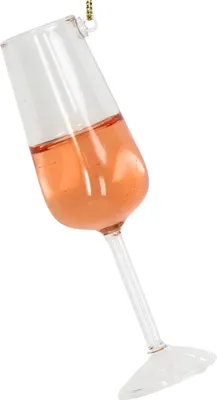 Produktbild von Christbaumschmuck Glas 12cm Weinglas Figur Apricot / Klar