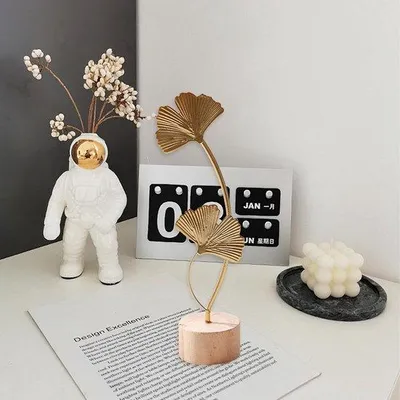 Produktbild von Moderne Metall Skulptur Ginkgoblatt Dekoration