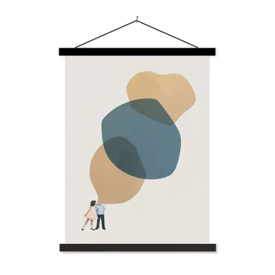 Produktbild von MuchoWow® Textilposter Wolken - Retro - Mädchen 120x160 cm mit schwarzem Rahmen - Magnetischer