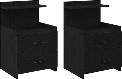 Obrázok produktu pre Nočné stolíky 2 ks s 2 zásuvkami čierne 40x36,5x62 cm
