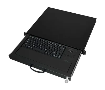 Zdjęcie produktu dla Aixcase AIX-19K1UKUSTB-B - Klawiatura - do montażu w szafie rack - PS/2, USB - USA - Czarny, RAL 9005