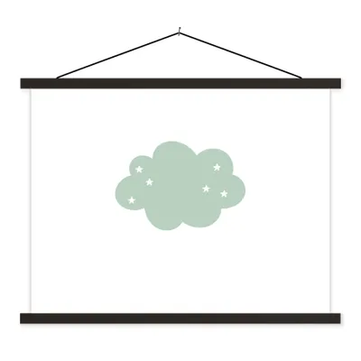 Produktbild von MuchoWow® Textilposter Wolke - Mädchen - Jungen - Sterne - Pastell - Kind 60x45 cm mit schwarzem Rahmen - Poster Schlafzimmer