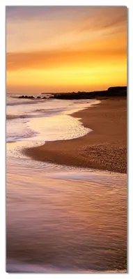 Produktbild von Wallario selbstklebende Türtapete 93 x 205 cm - Sonnenuntergang am Strand - Abendspaziergang - Abwischbar, rückstandsfrei zu entfernen