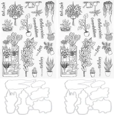 Produktbild von 2Set Vase Muster transparentes Briefmarkenhandwerk für DIY Scrapbook Foto Album Card Decoration