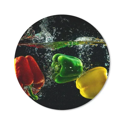 Produktbild von MuchoWow® Mauspad Mousepad Paprika - Gemüse - Wasser - Schwarz - Rot - Grün - Gelb 50x50 cm - Mousepads - Maus Mat - Pad - Mausunterlage - Vinyl
