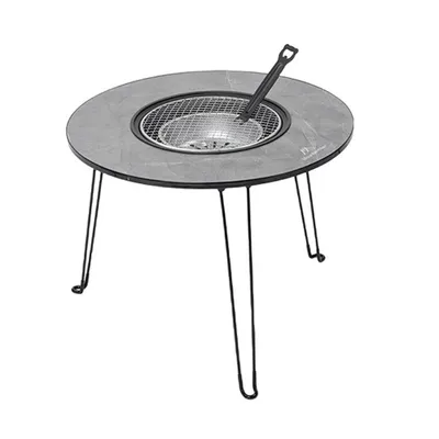 Produktbild von Outdoor-Camping-Hof-HotPot-Tischöfen-Set, multifunktionaler Holzkohlegrill, Brennholzofen, Grill, Teekochen, runder Klapptisch-Ofen-Set