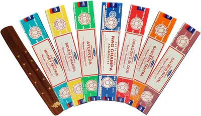 7er Set Räucherstäbchen, verschiedene Düfte, inkl. Ständer