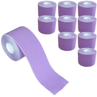 Produktbild von 10 Rollen - Tapefactory24 Getting Started Kinesiologie Tape 2,5cm x 5m - lila, Tapes Taping Klebeband Tapeverband Bandage wasserfest