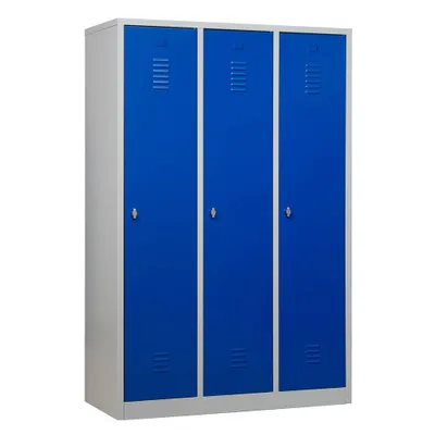 Produktbild von Gürkan Spind lichtgrau, enzianblau 105460, 3 Schließfächer 118,5 x 50,0 x 180,0 cm