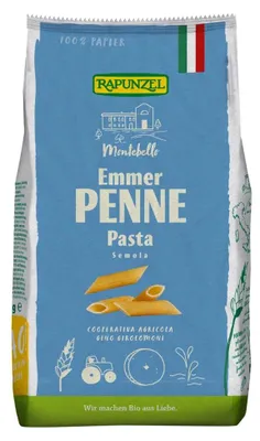 Obrázok produktu pre Rapunzel 217060, Penne, Krátke cestoviny, 500 g, 356 kcal, 1510 kJ, 1,7 g
