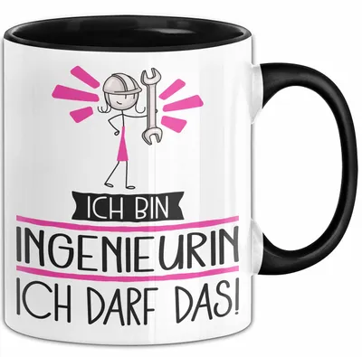 Produktbild von Geschenk für Ingenieurin Tasse Lustige Geschenkidee Geburtstag Ich Bin Ingenieurin Ich Darf Das (Schwarz)