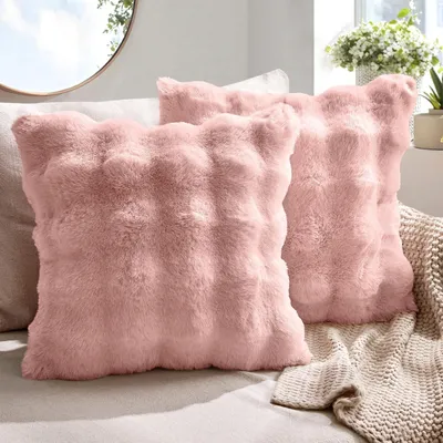 Productafbeelding van 2 stuks kussensloop 40x40cm dubbelzijdig golfpluche roze
