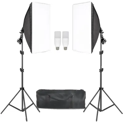 Obrázek produktu pro Sada softboxů s nastavitelným světelným stojanem, kompatibilní s paticí E27, žárovky o výkonu 30 W