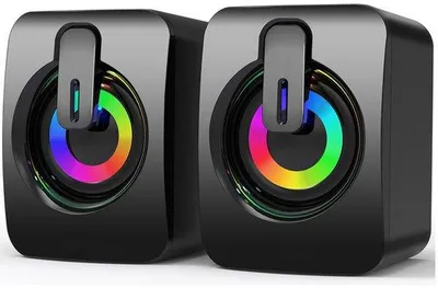 Image de Enceintes USB compactes – son stéréo sans distorsion – pour ordinateur de bureau, ordinateur portable, bureau et jeux vidéo à la maison