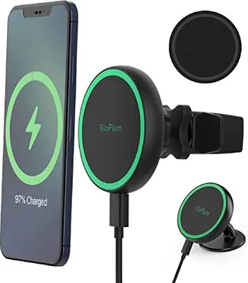 Produktbild von Gloplum kompatibel 15W Ladegerät Magsafe Autohalter, drahtloser magnetischer Mobiltelefon Ladestation Halter 13/13 Pro/13 Mini/13 Pro/12/12 Pro