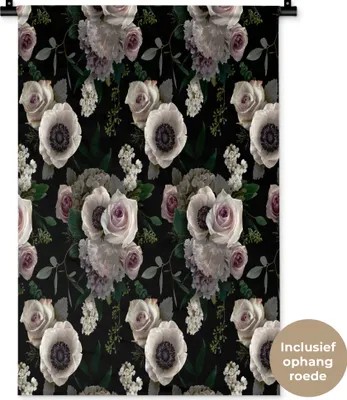 Produktbild von MuchoWow® Wandteppich Wandbehang Blumen - Rose - Anemone 60x90 cm Tapisserie Dekoration Wandtuch - Foto-Teppich - Abwaschbar