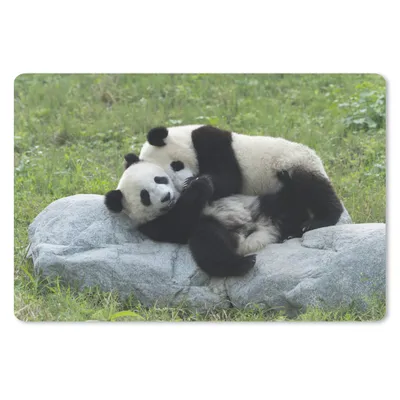 Produktbild von MuchoWow® Mauspad Mousepad Pandas - Gras - Stein 27x18 cm - Mousepads - Maus Mat - Pad - Mausunterlage - Büroartikel - Desk Matten