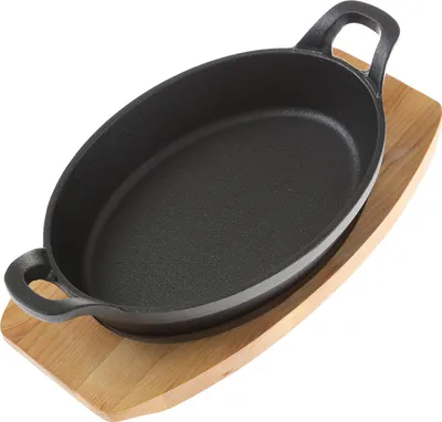 Feuerpfännchen 21 x 15,5 cm mit 2 Henkel - Gusspfanne aus hochwertigem Gusseisen - Servierpfanne