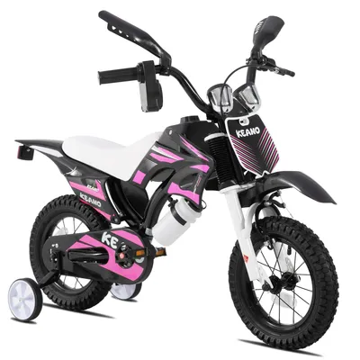 Produktbild von JOYSTAR 12 Zoll Kinderfahrrad im Motorradstil für 3-8 Jahren Jungen und Mädchen mit Stützrädern, Getränkehalter und Schutzblechen, Rosa