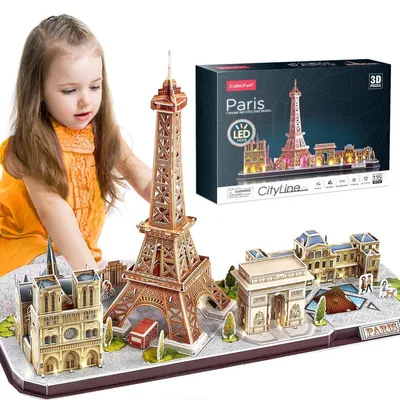 Zdjęcie produktu dla Trójwymiarowa układanka "Panorama Paryża" z podświetleniem LED, 115 elementów