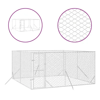 Produktbild von vidaXL Outdoor-Hundezwinger Silbern 4x4x2 m Verzinkter Stahl
