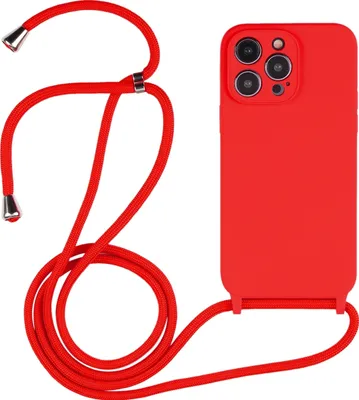 Produktbild von Mobigear Lanyard iPhone 15 Pro Silikon Handykette - Rot