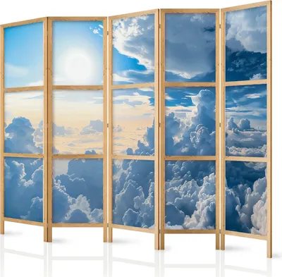 Produktbild von 5-teiliger Einseitiger Vlies Japanischer Paravent - Symphony of Light: Sun and Clouds Collaborating on a Beautiful Sky 225x172 cm Landschaften b-H-10048-bh-b
